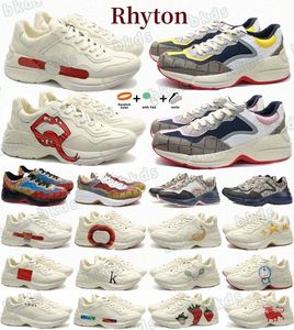 Designer Rhyton Scarpe Sneaker Beige Ebony Mouth 100 G Stampa Web Vintage Logo Tiger 25 Grey Stars Wave Wave Sports Spesso Cartoon Soled Cartoon Wh4y#