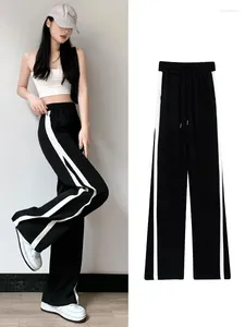 Women's Pants Women Wide Leg Suit Side Stripe High Waist Prevalent Loose Panelled Fashion Simple