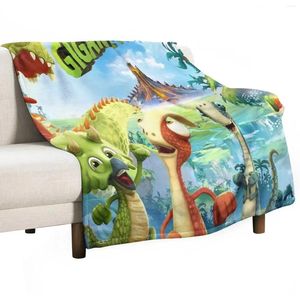 Coperte divertenti regalo gigantosaurus per i fan gettano il divano coperta di flanella sottile