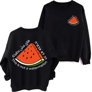 Detta är inte en vattenmelon överdimensionerad hoodie kvinnor män o-hals långärmad crewneck tröja casual tracksuit roliga kläder