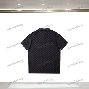 Xinxinbuy Men Designer Tee Tシャツ2024イタリアチェスボードグリッドジャキュードファブリックタオルファブリック1854ポロ半袖女性ホワイトブラックブルーカーキS-XL