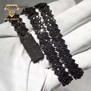 Iced Out Hip Hop Link Chains Custom Jewelry Real Sterling Sier Black Moissanite Diamond Cuban Chain