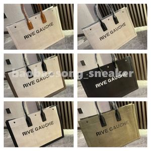 Women Men Tote bags Rive Gauche Canvas linen handbag Large capacity beach bag Designer women bags Trend shopping bag Canvas Bag Size 48x34cm 6 Colors with Dust Bag