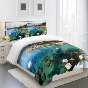 寝具セットAlwsreh Home Set Luxury Duvet Cover Bed Comforter and Pillowcases素晴らしい景色の森湖の品質フルサイズソフト