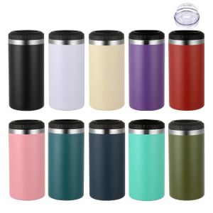 16oz 4 em 1 Tumbler de aço inoxidável com 2 tampas de pó Cerveja cola com revestimento de cola pode aspirar latas de refrigerador multifuncional reto isolados personalizados