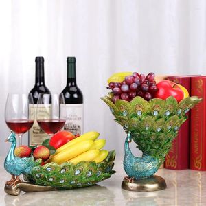 Piatti Porta di frutta in resina dessert vassoio vassoio per casa decorazioni pavone asciutto decorazione del soggiorno
