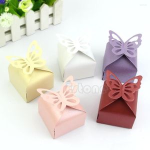 Present Wrap 50st Butterfly Style Favor Candy Cake Boxes for Wedding Party Baby Shower