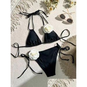 Kvinnor badkläder Frankrike Paris Kvinnor strand svart tvådelar baddräktdesigners bikini baddräkt y Summer Womans Channel Drop Delivery Othnb
