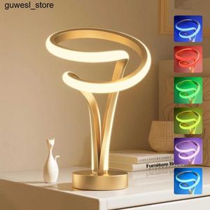 Night Lights Spiral desk lamp touch controlled dimmable LED night light unique golden bedside lamp Valentines Day gift S240513