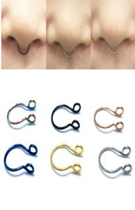 Steel Dainty Faux Nose Rings Fake Septum Rings Hoop Nostril Piercing Fake Clip on Nose Rings Oreja Piercings Jewelry8432351