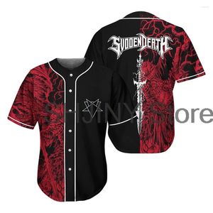 Camisetas masculinas Svdden Death Jersey EDM Festivais 2024 Jaqueta de beisebol Vonete curto Mulheres Meninas de rua
