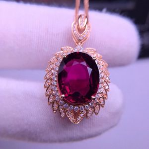 E401 TOURMALINE PENDANT fina smycken Real 18 K Gold 100 Natural Rubi 71ct Gemstones Diamond Necklace 240511