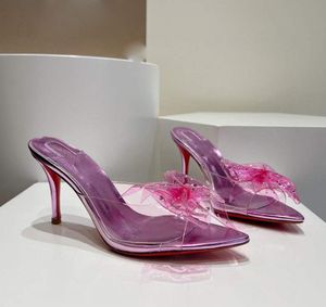 Elegant Summer Designer Woman Designer 2024S/S Leather Sandals Crystal PVC NTERVEAVING REMS RED HOLL