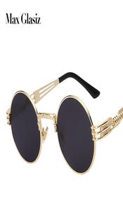 Brand maschi Vintage Round Sun Glasses 2017 Nuovo specchio in metallo d'oro argento piccoli occhiali da sole rotondi Donne a buon mercato UV4002667566 di alta qualità