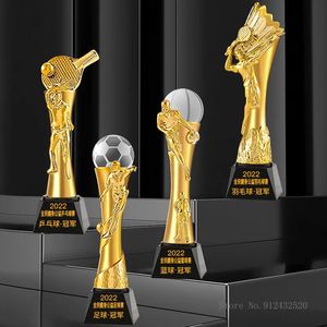 Customized crystal trophies resin trophies basketball volleyball badminton marathon golf table tennis high school 240429