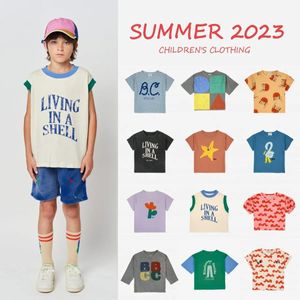 2023 BC Summer INS Style Childrens Tshirt Boys and Girls Casual Cartoon Fun Print Short Sleeve Top Children Clothing 240510