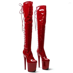 Boots Mode pu obere sexy exotische Pole-Tanzschuhe 20 cm/8 Zoll High Heel Plattform Frauen moderne Overknee 249 249