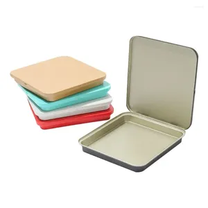 Gift Wrap Square Flap Portable Tea Can White Cake Packing Iron Box Metal Sealing Tin Flip Small Storage