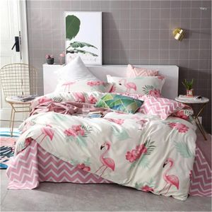Sängkläder uppsättningar flamingo geometriska 4st sängöverdrag set tecknad täcke vuxna barnark och örngott