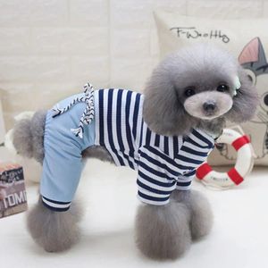 Hundkläder husdjurskläder s-xxl randig jumpsuit rompers katt valp t-shirt byxor dräkt tillbehör