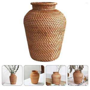 Vases Rattan Vase Rustic Wedding Decor Woven Flower Planter Flowerpot Desktop Handmade Dried Simple Design