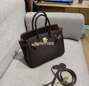 Designer Bags Luxury Fashion Totes Togo leather ebony bag with orange handbag inside fashionable top layer cowhide commuter cross-body womens trend