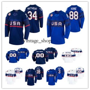 Vin USA Hockey 2022 Beijing Winter ICE Jerseys Patrick Kane Seth Jones Johnny Gaudreau Jack Eichel Auston Matthews Jake Guentzel Brady Tkac