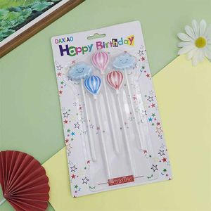 5st Candles Hot Air Balloon White Cloud Happy Birthday Candle Children Creative Cloud Balloon Creative Activity Candle Decoration