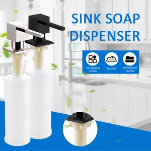 Dispensatore di lavello di sapone liquido Pompa per finitura cromata quadrata per la coda di lavabo incorporato in cucina