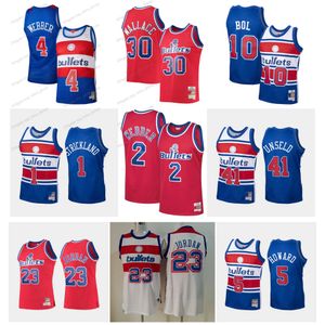 23 Michael Jor Dan Bullets Basketball Jersey Washingtons Chris Webber Manute Ben Ben Wallace Wes UNSELD ROD STRICKLAND RITCITO DELLA BLUS BLUS S-XXL