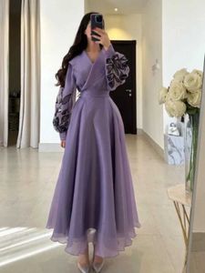 Runway Dresses Long sleeved dress ball birthday party womens V-neck elegant evening dress ankle length return to school dress 2024