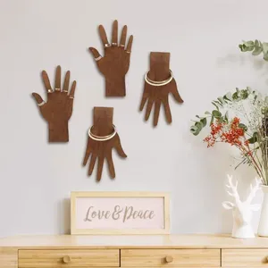 Decorative Plates 6Pcs/set Bracelet Ring Display Stand Tabletop Jewelry Wooden Storage Rack Home Creative Hand Shape Decoration Ornaments