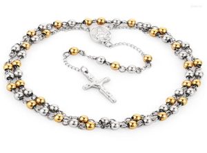 Hänge halsband rostfritt stål radbandpärlor Jesus halsband katolsk guld silver färg lång kedja för kvinnor smycken gåvor9532509