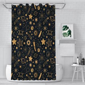 Zasłony prysznicowe Złote galaktyka łazienka obca ET kosmiczna wodoodporna kurtyna Zabawne akcesoria do wystroju domu