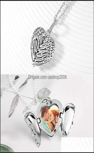 Christmas Decorations Festive Party Supplies Home Garden Sublimation Blanks Pendant Locket Po Necklace Angel Wings Transfer Printi2206259