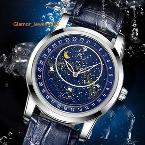 Anzüge automatische mechanische Uhren Männer rotieren Gypsophila -Zifferblatt Lederband kreative leuchtende Uhr Männliche Geschenk Relogio Masculino