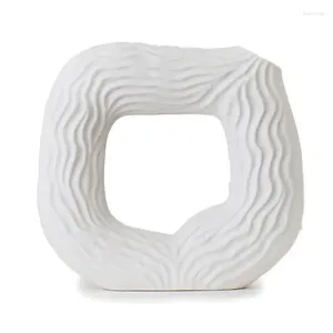Vaser vit keramisk vas nordisk minimalism stil fyrkantig blomma potten hem dekoration tillbehör kontor skrivbordsgåva gåva