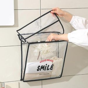 Aufbewahrungsboxen feuchtigkeitsdichtes Bad Caddy Caddy Transparent Wall Hanging Bag mit Mobiltelefonabteil Hakenkapazität für Kleidung