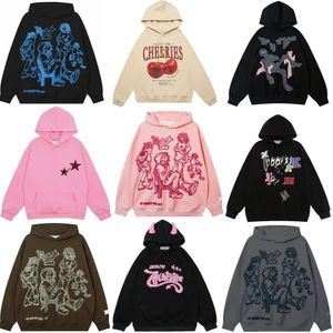 Y2k stil hoodie kvinnor trend överdimensionerad tröja tryck hip hop löst unisex o nacke pullover mode mens 240429