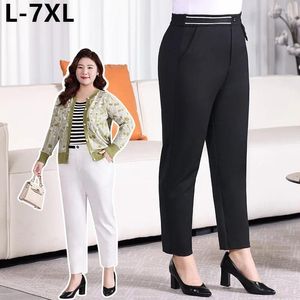 Pantaloni da donna signora donna lunghezza caviglia bianca nera plus size 5xl 6xl 7xl primavera estate harem a vita alta ragazza