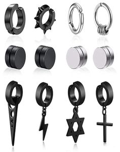 Stud Non Pierced Stainless Steel Punk Earrings Hip Hop Magnetic Ear Clips For Men Women Triangle Fake Hoops SetStud1005520