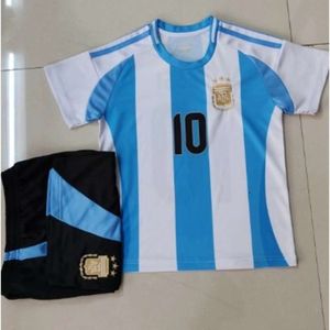 サッカージャージーメンズトラックスーツ24-25アルゼンチンホームNo.10ナショナルチームフットボールジャージーチルドレンズ2バーデジタルプリントサイズ14-30