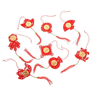 Figuras decorativas Decorações do ano chinês 2024 O Dragon Spring Festival Red Lanterns Nó Tassel Ornamentos de Papel Fãs pendurados