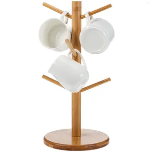 Kitchen Storage Bamboo Cup Holder Mug Tree Racks For Counter Coffee Countertop Home Decor Stand Organizer