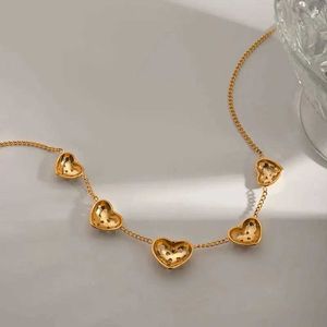 Pendant Necklaces Minar Hot Sale 18K Gold PVD Plated Stainless Steel Hollow Metallic Heart Pendant Chokers Necklaces for Women Anniversary Gifts