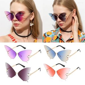 Sunglasses Christmas Decorations Eyewear Metal UV Protection Rimless Retro Sun Glasses Butterfly
