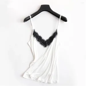 Tanques femininos Silk Black Lace Up Setin Satin White Top Top Women Cami Woman Lingerie Tanktop Tops Para Womens Summer Summer Camisole Camis Porno