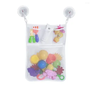 Storage Bags Folding Bathroom Hanging Mesh Baby Bath Toy Net Suction Cup Bag Shower Organizer