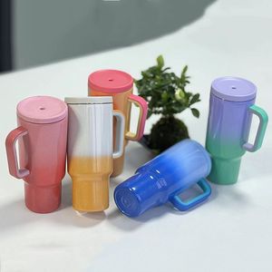 Garrafas de água cor de gradiente de 40 onças de caneca com maça