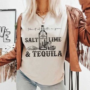 Herren-T-Shirts Salz Lime Tequila Lustige Trinken T-Shirt Frauen Short Slve niedliche Alkohol T-Shirts Female Hippie Vintage Western Grafik TS Top T240510